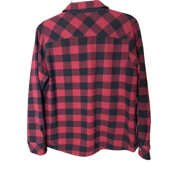Orvis  Womens shacket Large Red Buffalo Plaid Flannel Snap Button Fleece Lined - Picture 2 of 7